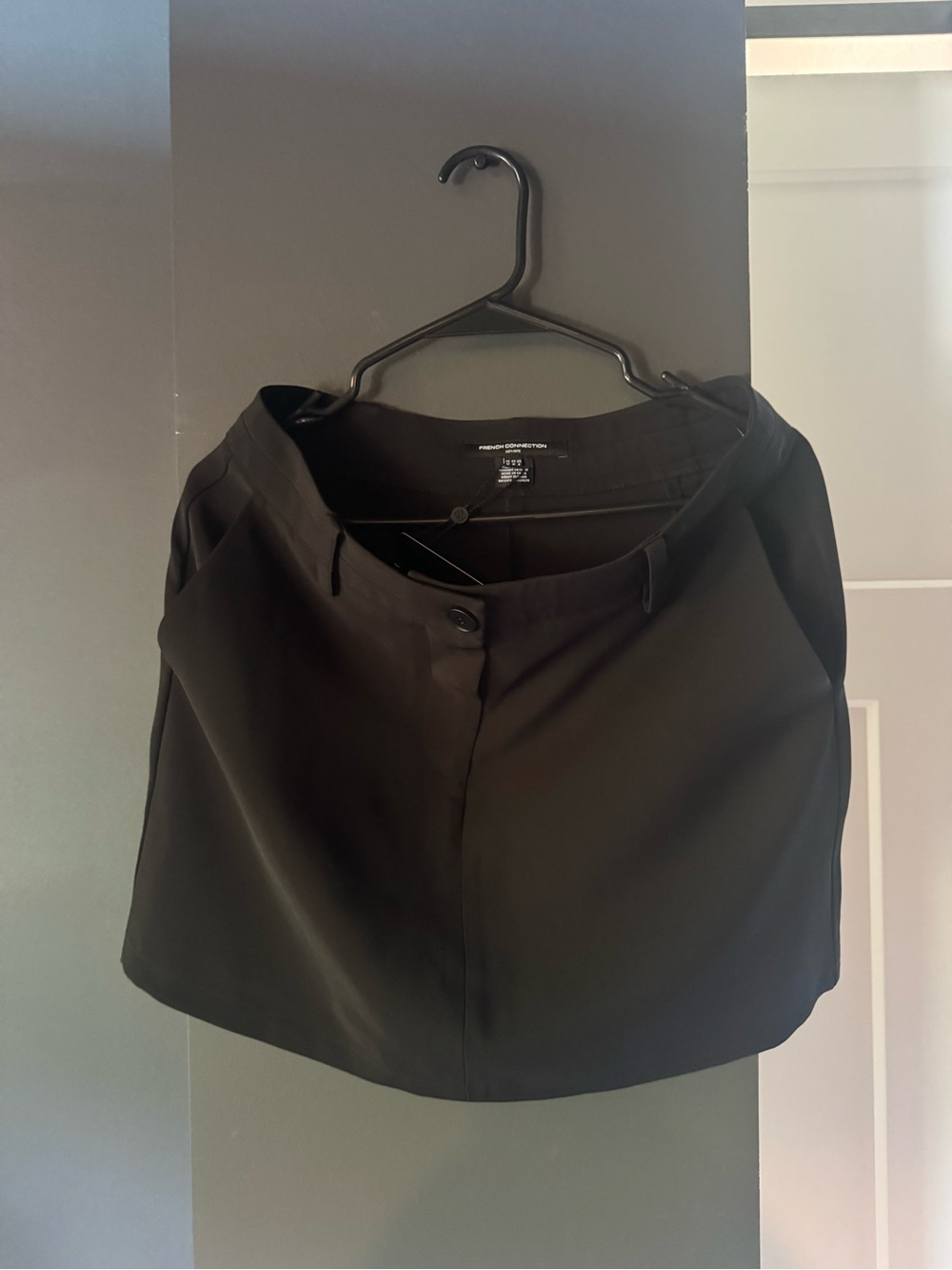 French Connection Black Mini Skirt with Front Button